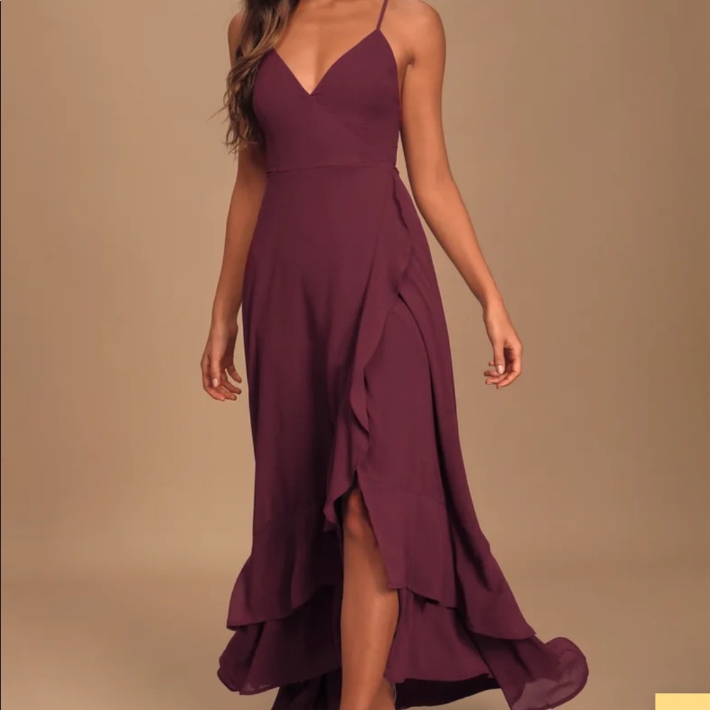 Lulus in love forever lace-up high low maxi dress